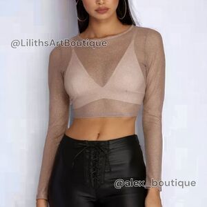 Windsor Glitter Mesh Croptop(K020) -Size S for Women